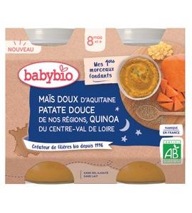 BABYBIO BIO SLADKÁ KUKUŘICE, SLADKÉ BRAMBORY A QUINOA 2X200G - MASO/ZELENINA - KRMENÍ