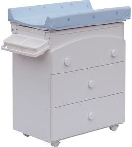 SCARLETT PŘEBALOVACÍ KOMODA S VANIČKOU VELA BÍLÁ S PŘEBALOVACÍ PODLOŽKOU SLON MODRÁ - PŘEBALOVACÍ KOMODY - PŘEBALOVÁNÍ