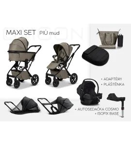 MOON PIÚ MAXI SET BLACK MATT - MUD - KOMBINACE S PŘÍSLUŠENSTVÍM - KOČÁRKY A PŘÍSLUŠENSTVÍ
