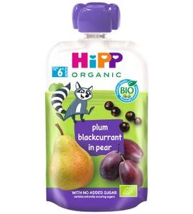 HIPP BIO 100% OVOCE HRUŠKA-ČERNÝ RYBÍZ-ŠVESTKA - KAPSIČKY - KRMENÍ