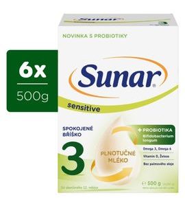 SUNAR 6X SENSITIVE 3 BATOLECÍ KOJENECKÉ MLÉKO 500G - KOJENECKÁ MLÉKA - KRMENÍ