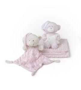INTERBABY DEKA MĚKKÁ KULIČKY + PŘÍTULKA + MEDVÍDEK - RŮŽOVÁ - DĚTSKÉ DEKY PRO MIMINKA - SPINKÁNÍ