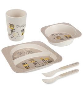 CANPOL BABIES SADA NÁDOBÍ BONJOUR PARIS 5KS BÉŽOVÁ - MISKY, TALÍŘKY A PODLOŽKY - KRMENÍ
