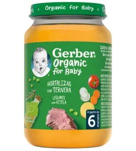 GERBER ORGANIC DĚTSKÝ PŘÍKRM ZELENINA S TELECÍM MASEM 190G - MASO/ZELENINA - KRMENÍ