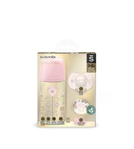 SUAVINÉX SET LÁHEV 270ML + DUDLÍK 0-6M + KLIP PREMIUM GOLD - RŮŽOVÝ - VÝHODNÉ SADY - KRMENÍ