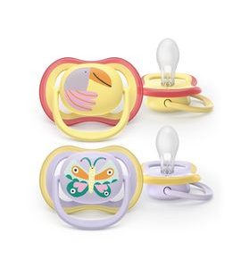 PHILIPS AVENT ŠIDÍTKO ULTRA AIR FIALOVÁ/ŽLUTÁ 0-6M OBRÁZEK DÍVKA, 2KS - ŠIDÍTKA A DOPLŇKY - KRMENÍ