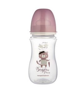 CANPOL BABIES LAHEV SE ŠIROKÝM HRDLEM BONJOUR PARIS 240ML RŮŽOVÁ - KOJENECKÉ LAHVE - KRMENÍ