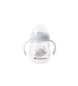 KIKKABOO HRNEK SE SILIKONOVÝM PÍTKEM 240ML 6M+ SAVANNA BLUE - DĚTSKÉ HRNEČKY - KRMENÍ