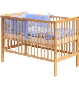 SCARLETT DĚTSKÁ POSTÝLKA S KOMPLETNÍ VÝBAVOU SCARLETT 120 X 60 CM - MRÁČEK - MODRÁ - DŘEVĚNÉ POSTÝLKY - SPINKÁNÍ