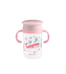 KIKKABOO HRNEK TRÉNOVACÍ 360° 300ML 12M+ DEEP SEA PINK - DĚTSKÉ HRNEČKY - KRMENÍ