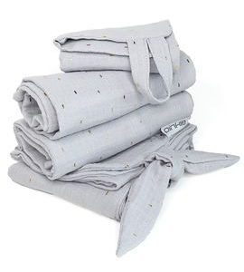 PINKIE SET MUSLIN GREY VELKÝ - LÁTKOVÉ PLENY ALL IN ONE - PŘEBALOVÁNÍ