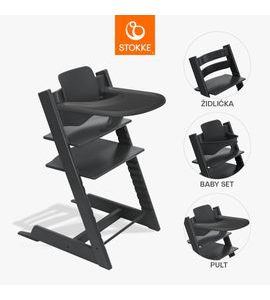 STOKKE® TRIPP TRAPP® + BABY SET + PULT ZVÝHODNĚNÁ SADA - JÍDELNÍ ŽIDLIČKY DŘEVĚNÉ - KRMENÍ