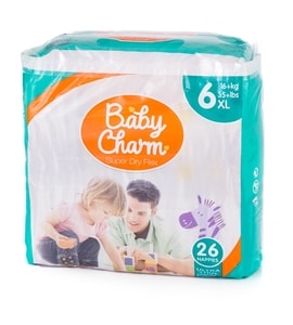 Baby Charm Super Dry Flex vel. 6 Extra Large, 16 kg+, 26 ks