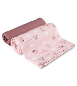 CANPOL BABIES MUŠELÍNOVÁ PLENA BONJOUR PARIS 2KS 70X70CM RŮŽOVÁ - LÁTKOVÉ PLENY SKLÁDANÉ - PŘEBALOVÁNÍ