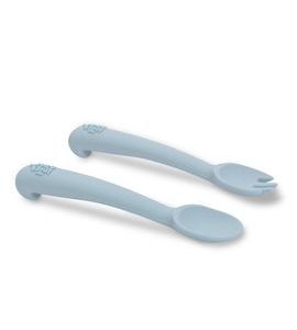 INTERBABY SET SILIKONOVÁ LŽIČKA + VIDLIČKA - MODRÝ - LŽIČKY A PŘÍBORY - KRMENÍ