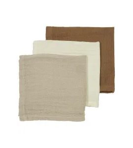 MEYCO MUŠELÍNOVÁ PLENA-ŽÍNKA 3-BALENÍ - OFFWHITE/SAND/TOFFEE - LÁTKOVÉ PLENY ALL IN ONE - PŘEBALOVÁNÍ