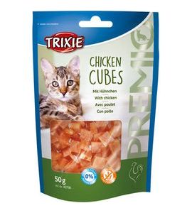 TRIXIE PREMIO CUBES - KUŘECÍ KOSTIČKY 50 G - SUŠENÉ MASO PRO KOČKY - CHOVATELSKÉ POTŘEBY MALVÍKZOO