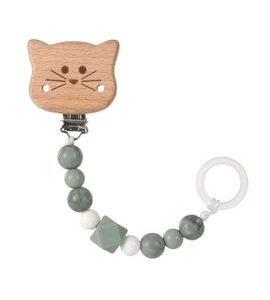 LÄSSIG SOOTHER HOLDER WOOD/SILICONE LITTLE CHUMS CAT - ŠIDÍTKA A DOPLŇKY - KRMENÍ