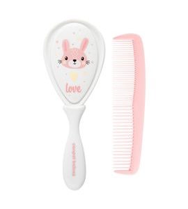 CANPOL BABIES HŘEBEN A KARTÁČ CUTE ANIMALS RŮŽOVÝ - HŘEBÍNKY A KARTÁČKY - KOUPÁNÍ A ZDRAVÍ