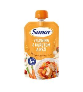 SUNAR PŘÍKRM ZELENINA S KUŘETEM A RÝŽI 6M+ 120G - KAPSIČKY - KRMENÍ