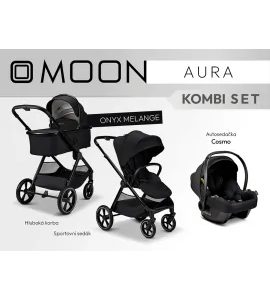 MOON AURA - KOMBI ONYX MELANGE - TROJKOMBINACE - KOČÁRKY A PŘÍSLUŠENSTVÍ
