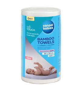 CANPOL BABIES JEDNORÁZOVÉ BAMBUSOVÉ RUČNÍKY 120 KS - LÁTKOVÉ UBROUSKY - PŘEBALOVÁNÍ