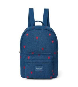 STUDIO NOOS DENIM MIDI BACKPACK - BATŮŽEK | DARK BLUE RED HEARTS - BATOHY A TAŠKY - PRO DĚTI