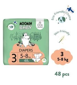MOOMIN BABY 3 MIDI 5–8 KG (48 KS), EKO PLENY - JEDNORÁZOVÉ PLENY - PŘEBALOVÁNÍ
