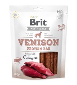 BRIT JERKY VENISON PROTEIN BAR 200 G - SUŠENÉ PAMLSKY PRO PSY - CHOVATELSKÉ POTŘEBY MALVÍKZOO