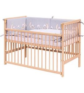 SCARLETT DĚTSKÁ POSTÝLKA S KOMPLETNÍ VÝBAVOU SCARLETT 120 X 60 CM - TORO - ŠEDÁ - DŘEVĚNÉ POSTÝLKY - SPINKÁNÍ