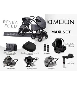 MOON RESEA FOLD MAXI SET - GRAPHITE - KOMBINACE S PŘÍSLUŠENSTVÍM - KOČÁRKY A PŘÍSLUŠENSTVÍ