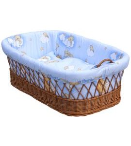 SCARLETT 6-DÍLNÁ SOUPRAVA MRÁČEK DO PROUTĚNÉHO KOŠE- MODRÁ - POVLEČENÍ DO POSTÝLKY - SPINKÁNÍ