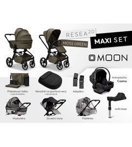 MOON RESEA 2.0 MAXI SET - MOSS - KOMBINACE S PŘÍSLUŠENSTVÍM - KOČÁRKY A PŘÍSLUŠENSTVÍ