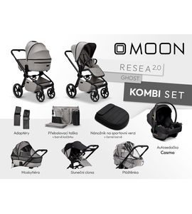MOON RESEA 2.0 KOMBI SET - GHOST - KOMBINACE S PŘÍSLUŠENSTVÍM - KOČÁRKY A PŘÍSLUŠENSTVÍ
