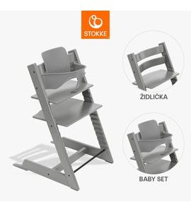 STOKKE® TRIPP TRAPP® + BABY SET ZVÝHODNĚNÁ SADA - JÍDELNÍ ŽIDLIČKY DŘEVĚNÉ - KRMENÍ