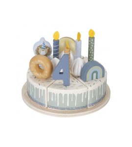 LITTLE DUTCH NAROZENINOVÝ DORT 26 DÍLŮ DŘEVĚNÝ BLUE - DŘEVĚNÉ HRAČKY - PRO DĚTI