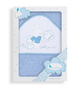 INTERBABY OSUŠKA FROTÉ 100X100 KRÁLÍČEK MAMINKA - MODRÁ - OSUŠKY A DĚTSKÉ ŽUPANY - KOUPÁNÍ A ZDRAVÍ