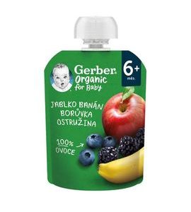 GERBER ORGANIC KAPSIČKA JABLKO/BANÁN/BORŮVKY/OSTRUŽINY 90G - KAPSIČKY - KRMENÍ