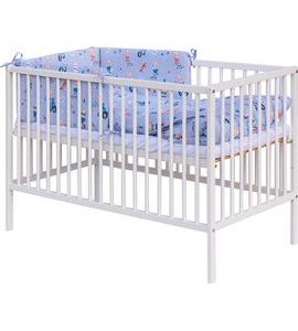 SCARLETT DĚTSKÁ POSTÝLKA S KOMPLETNÍ VÝBAVOU SCARLETT 120 X 60 CM - PEKO - MODRÁ - DŘEVĚNÉ POSTÝLKY - SPINKÁNÍ