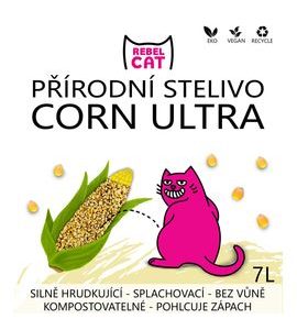 REBEL CAT PŘÍRODNÍ STELIVO HRUDKUJÍCÍ CORN ULTRA 7L - PŘÍRODNÍ STELIVO PRO KOČKY - CHOVATELSKÉ POTŘEBY MALVÍKZOO