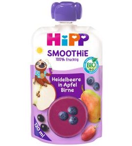 HIPP BIO SMOOTHIE JABLKO-HRUŠKA-BORŮVKY - KAPSIČKY - KRMENÍ