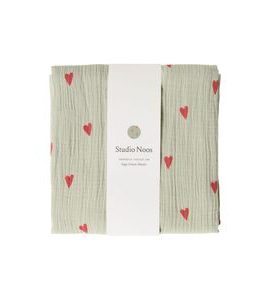 STUDIO NOOS SWADDLE ZAVINOVAČKA PRINT LARGE GREEN HEARTS - ZAVINOVACÍ PLENY / OSUŠKY VELKÉ - PŘEBALOVÁNÍ