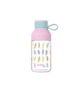 QUOKKA PLASTOVÁ LÁHEV ICE KIDS S POUTKEM FEATHERS 430 ML - SPORTOVNÍ LAHVE - KRMENÍ