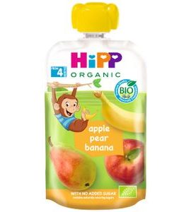 HIPP BIO 100% OVOCE JABLKO-HRUŠKA-BANÁN - KAPSIČKY - KRMENÍ