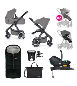 PETITE&MARS KOČÁREK KOMBINOVANÝ ICON 2V1 DOVE GREY XXL AIR + CORE PRO I-SIZE BLACK GREY + BÁZE - KOMBINACE S PŘÍSLUŠENSTVÍM - KOČÁRKY A PŘÍSLUŠENSTVÍ