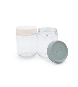 MELII SKLENĚNÁ SNÍDAŇOVÁ DÓZA OVERNIGHT OATS 473 ML, 2KS - BÉŽOVÁ/ ZELENÁ - USKLADNĚNÍ JÍDLA - KRMENÍ