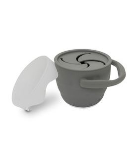 INTERBABY SKLÁDACÍ SILIKONOVÝ HRNEK NA SVAČINKU - ŠEDÝ - DĚTSKÉ HRNEČKY - KRMENÍ