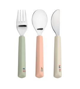 LÄSSIG BABIES CUTLERY WITH SILICONE HANDLE 3PCS HAPPY FRUITS CHERRY - LŽIČKY A PŘÍBORY - KRMENÍ