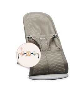 BABYBJORN LEHÁTKO BABYBJORN BOUNCER BLISS GREY BEIGE MESH S HRAČKOU GOOGLY EYES PASTEL - LEHÁTKA A HOUPADLA - SPINKÁNÍ