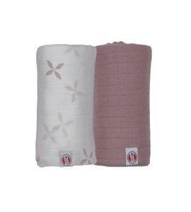 LODGER SWADDLER SOLID MATCHA 2BALENÍ 110 X 110 CM POWDER/ROSE - ZAVINOVACÍ PLENY / OSUŠKY VELKÉ - PŘEBALOVÁNÍ
